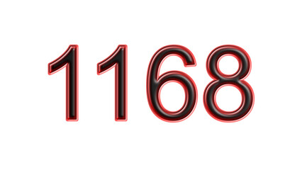 red 1168 number 3d effect white background