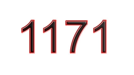 red 1171 number 3d effect white background