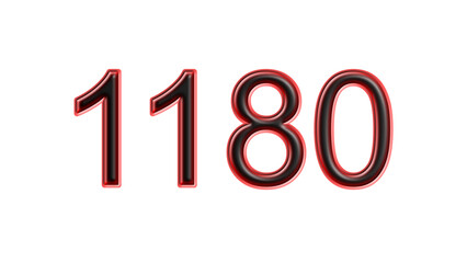 red 1180 number 3d effect white background