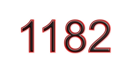 red 1182 number 3d effect white background