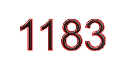 red 1183 number 3d effect white background