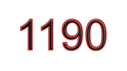 red 1190 number 3d effect white background