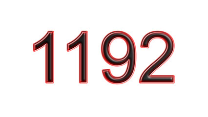 red 1192 number 3d effect white background