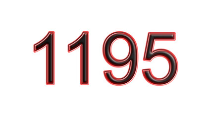 red 1195 number 3d effect white background