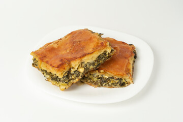 The most traditional Albanian, Balkans food. Spinach pie, (Byrek me Spinaq)
