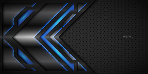 Dark black and blue minimal tech abstract modern metallic background © ferdyart