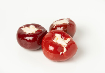 Red pepper stuffed with cream cheese
