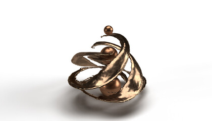 3D illustration bronze art object 3D rendered