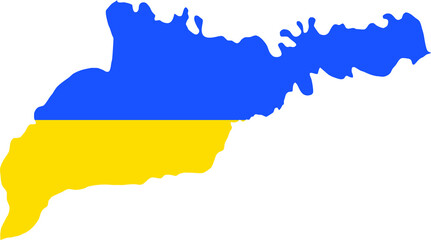 Obraz premium Flat vector map of the Ukrainian administrative area of CHERNIVTSI OBLAST combined with official flag of UKRAINE