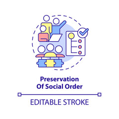 Naklejka premium Preservation of social order concept icon. Social institutions function abstract idea thin line illustration. Isolated outline drawing. Editable stroke. Arial, Myriad Pro-Bold fonts used