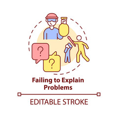 Failing to explain problems concept icon. Disadvantage of social institutions abstract idea thin line illustration. Isolated outline drawing. Editable stroke. Arial, Myriad Pro-Bold fonts used