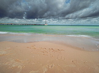 Stormy weather with sea view and background before the rain shower