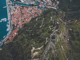 Drone views of San Giovanni's Castle in Kotor, Montenegro