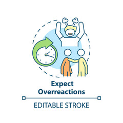 Expect overreactions concept icon. Trauma informed teaching. Education trend abstract idea thin line illustration. Isolated outline drawing. Editable stroke. Arial, Myriad Pro-Bold fonts use