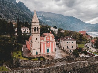 Fototapeta na wymiar Drone views of St. Matthias Church in Kotor, Montenegro