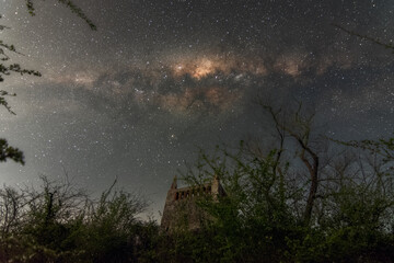 The milky way over the old tower