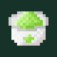 Lime ice cream cup pixel art. Vector illustration.