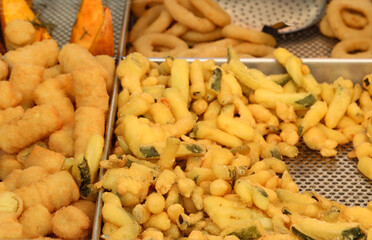 mixed battered and fried vegetables-