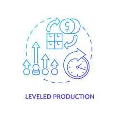 Leveled production blue gradient icon. Smoothing process. Machine industry. Lean manufacturing principle abstract idea thin line illustration. Isolated outline drawing. Myriad Pro-Bold font used
