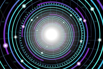Black, purple and blue light circle technology background. Vector illustration.