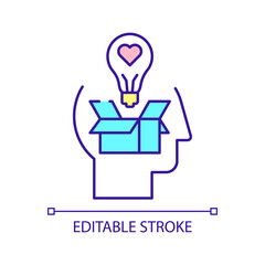 Generating valuable ideas for business RGB color icon. Creative thinking. Bringing solutions to market. Isolated vector illustration. Simple filled line drawing. Editable stroke. Arial font used