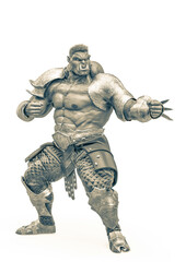 orc is ready for action in a white background