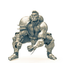 orc smashing in a white background