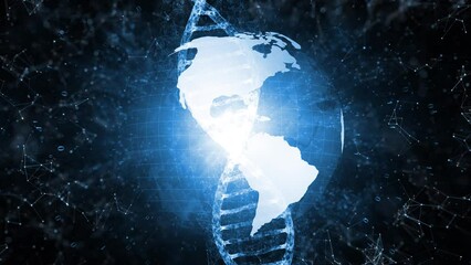Dna chain and earth globe rotation animation. - Powered by Adobe