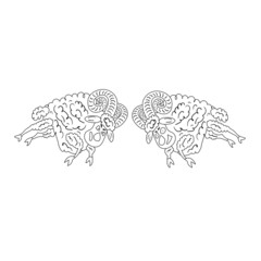 two sheep want to hit each other with their horns at a run. coloring book for kids