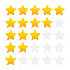 Five stars costumer rating and review icon vector set
