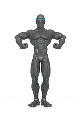 super hero is ready to attack in an exosuit