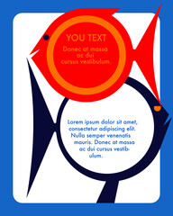 Two fish of different sizes in a frame