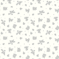 Vector seamless pattern. Pretty pattern in small outline flowers. Small black flowers. White background. Ditsy floral background. Vintage template for fashion prints. Stock vector.