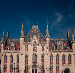 Fototapeta na wymiar Tower of the Provinciaal Hof on the Market Square in Bruges