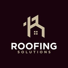 The initial letter r roof for real estate logos or for business logos and building roof branding 