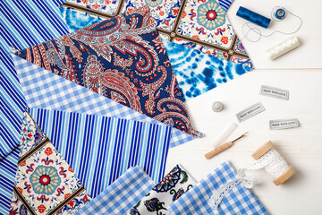 Sewing supplies and accessories for needlework. Craft hobby background. Recomforting, destressing...