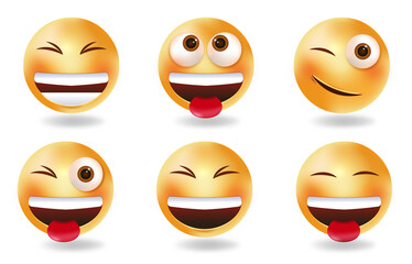 Emoji characters vector set. Cute,funny,smiley  emojis isolated on white background.	