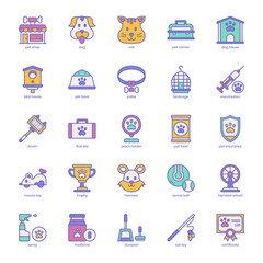 Pet Shop icon pack for your website design, logo, app, UI. Pet Shop icon filled color design. Vector graphics illustration and editable stroke.