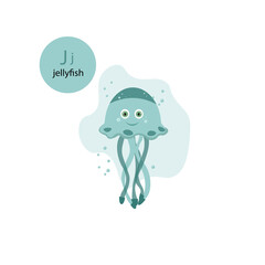 small jellyfish in blue color .vector illustration