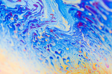 Abstract background texture of iridescent paints. Soap bubble texture