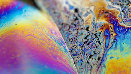 Abstract background, surface of soap bubbles. Intersection of planes Psychedelic pattern