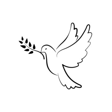recommend clip art: Dove of Peace symbol. Dove with olive branch. Hand drawn pigeon. Vector EPS10