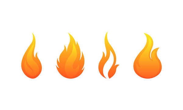 Fire flames vector icons set. Flame bonfire symbol isolated. Vector EPS10