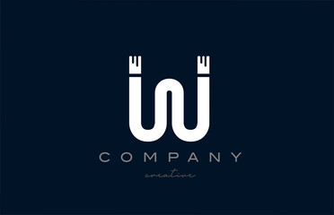 blue white W alphabet letter logo icon. Design suitable for a company or business
