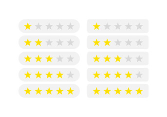 Rating stars set. 5 stars customer feedback. Vector illustration EPS10