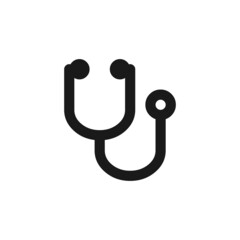 Stethoscope Icon in black isolated. Medical and Health Care Symbol. Vector EPS10