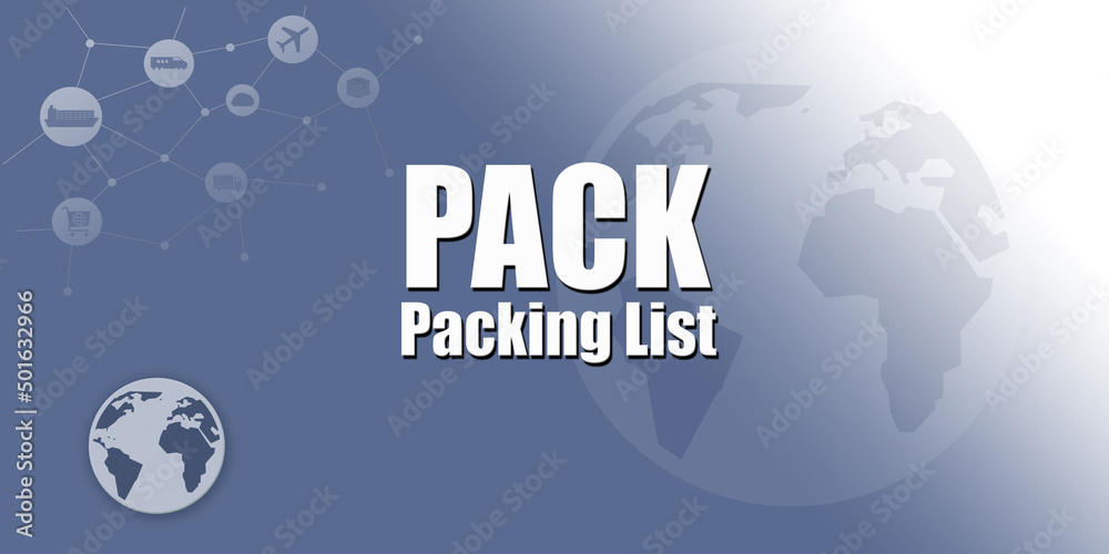 Poster logistic abbreviation - pack - packing list