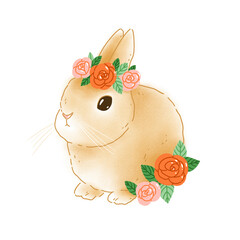 Cute little bunny with flowers