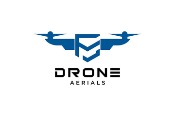 Letter F Drone logo design template. Photography drone icon vector. Creative design. Illustration