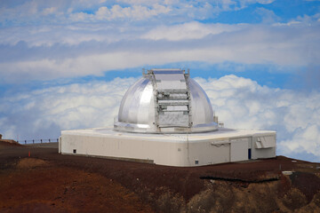 Fototapeta na wymiar NASA Infrared Telescope Facility at the summit of the Mauna Kea volcano on the Big Island of Hawaii, United States